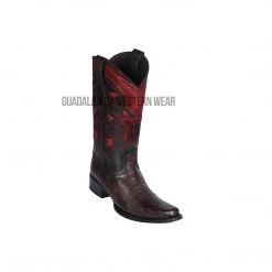 Guadalajara Western Wear Los Altos Black Cherry Ostrich Belly European Square Toe Cowboy Boots Men