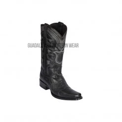 Guadalajara Western Wear Los Altos Black Ostrich Belly European Square Toe Cowboy Boots Men