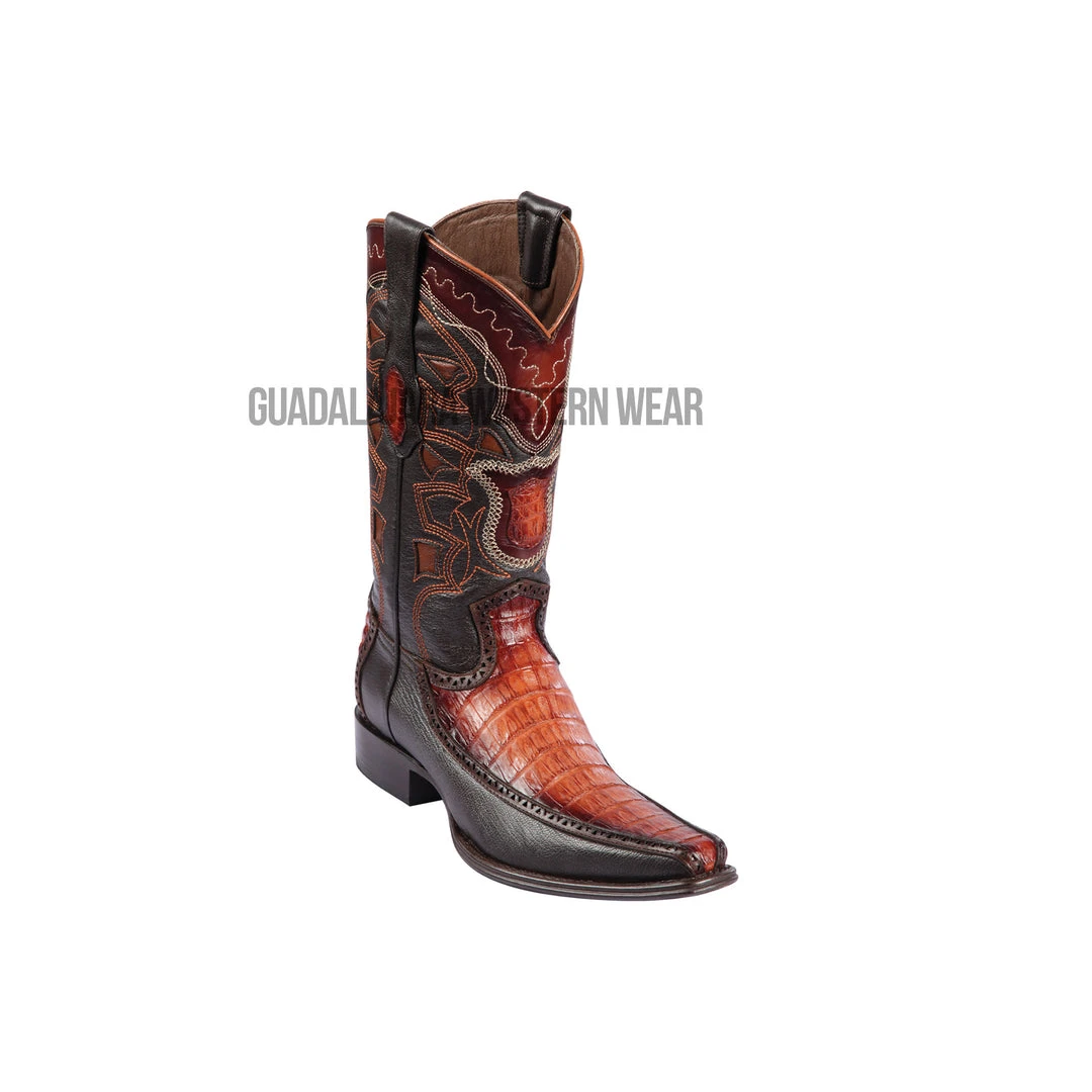 Guadalajara Western Wear Men Los Altos Faded Cognac Caiman Belly & Deer European Square Toe Cowboy Boots 3 Guadalajara Western Wear Men Los Altos Faded Cognac Caiman Belly & Deer European Square Toe Cowboy Boots
