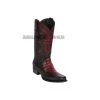 Guadalajara Western Wear Los Altos Faded Burgundy Caiman Belly & Deer European Square Toe Cowboy Boots Men