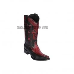Guadalajara Western Wear Men Los Altos Faded Burgundy Caiman Tail & Deer European Square Toe Cowboy Boots