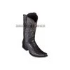 Guadalajara Western Wear Men Los Altos Black Caiman Belly & Deer European Square Toe Cowboy Boots