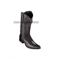 Guadalajara Western Wear Los Altos Black Single Stone Stingray & Deer European Square Toe Cowboy Boots Men