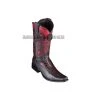Guadalajara Western Wear Los Altos Black Cherry Ostrich & Deer European Square Toe Cowboy Boots Men