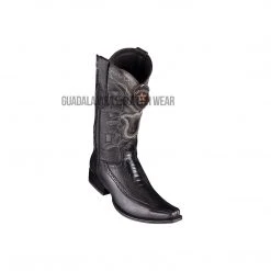 Guadalajara Western Wear Men Los Altos Black Ostrich Leg & Deer European Square Toe Cowboy Boots