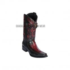 Guadalajara Western Wear Los Altos Faded Burgundy Ostrich Leg & Deer European Square Toe Cowboy Boots