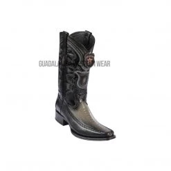 Guadalajara Western Wear Los Altos Faded Gray Ostrich Leg & Deer European Square Toe Cowboy Boots