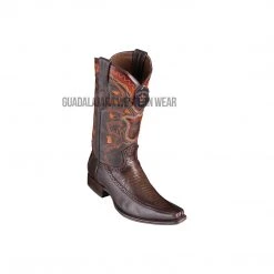 Guadalajara Western Wear Men Los Altos Faded Brown Teju & Deer European Square Toe Cowboy Boots