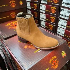 Guadalajara Western Wear Men Los Altos Nobuck Chedron Oval Toe Botin Charro