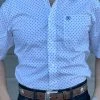Guadalajara Western Wear Men Ariat Gaig White Classic Fit Short Sleeve Shirt