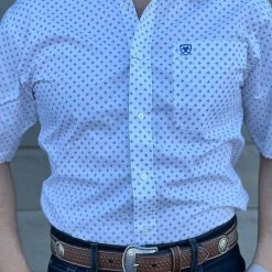 Guadalajara Western Wear Men Ariat Gaig White Classic Fit Short Sleeve Shirt