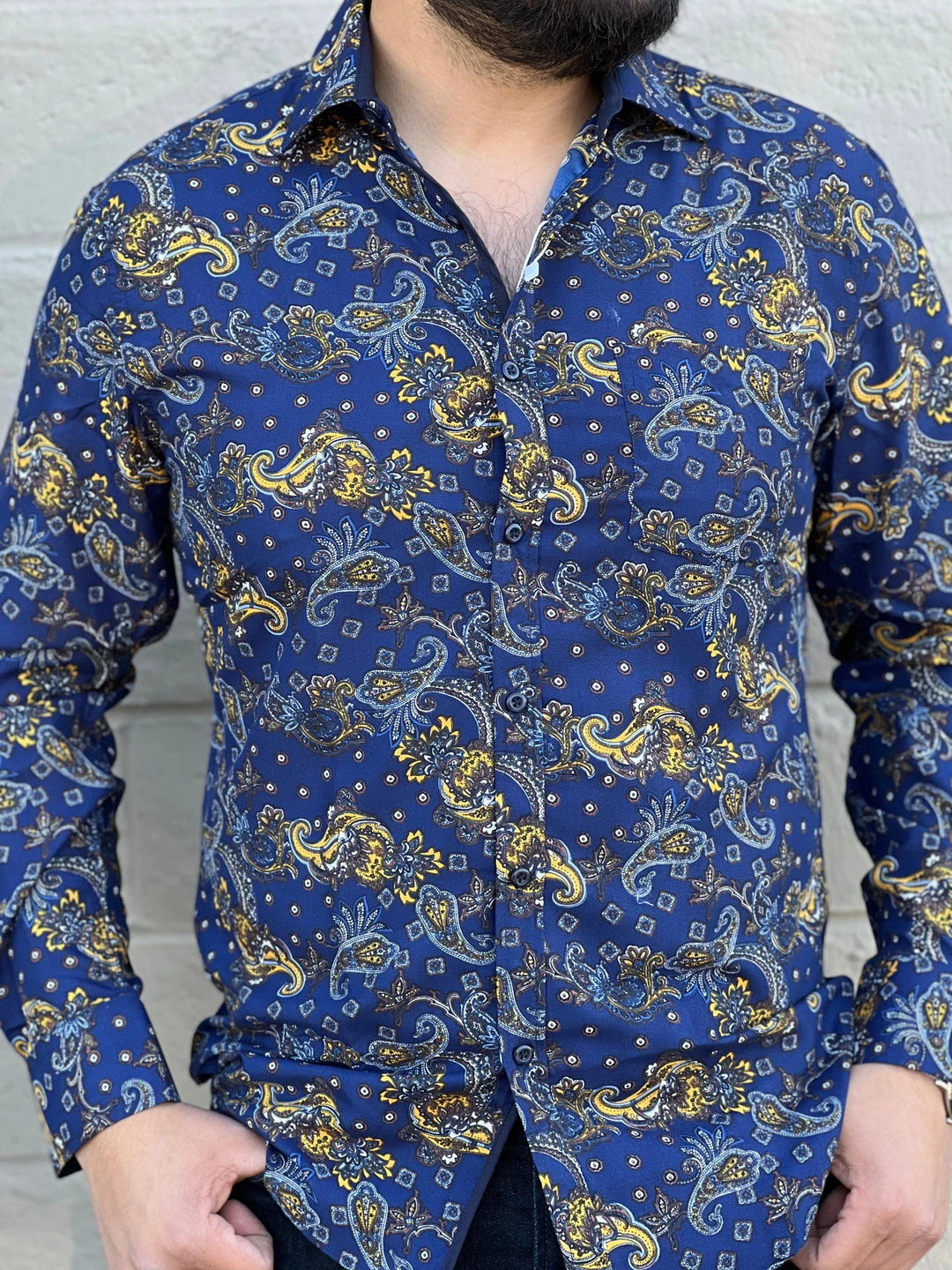 Guadalajara Western Wear Men's Italian Print Long Sleeve Shirt - B566 3 Guadalajara Western Wear Men's Italian Print Long Sleeve Shirt - B566