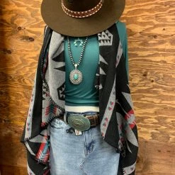 Guadalajara Western Wear Women Western Grey Poncho