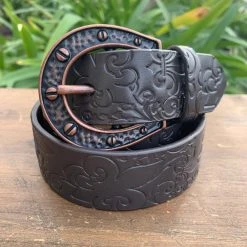 Guadalajara Western Wear Ariat Women's Fleur De Lis Horse Shoe Buckle Belt, Brown