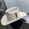 Stetson 6x Rancher Mist Grey Diamante Negro Cowboy Felt Hat (Copa Alta Falda/Brim 3.5")