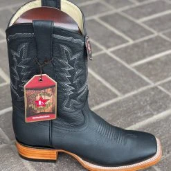 Guadalajara Western Wear Los Altos Grisly Black Wide Square Toe Cowboy Boots Men