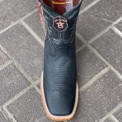 Guadalajara Western Wear Los Altos Grisly Black Wide Square Toe Cowboy Boots Men