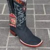 Guadalajara Western Wear Men Los Altos Nobuck Black Wide Square Toe Cowboy Boots