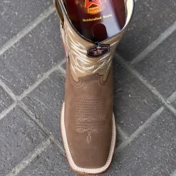 Guadalajara Western Wear Los Altos Nobuck Taupe Wide Square Toe Cowboy Boots Men