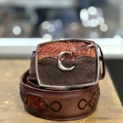 Guadalajara Western Wear Men Cuadra Lumber Whiskey Modern Caiman Leather Belt