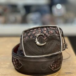 Guadalajara Western Wear Cuadra Lumber Moka Modern Caiman Leather Belt Men