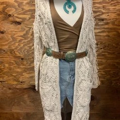 Guadalajara Western Wear Fringed Creme Cardigan Women
