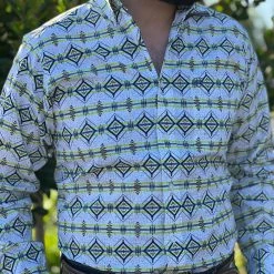 Guadalajara Western Wear Men Ariat Archer Green/White Logo Sleeve Fitted Shirt