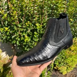 Cuadra Vestigium Black Caiman Belly Chelsea Boot Men