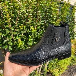 Cuadra Vestigium Black Caiman Belly Chelsea Boot Men