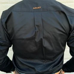 Guadalajara Western Wear Men Ariat Solid Twill Black/Bronze Classic Long Sleeve Shirt