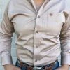 Guadalajara Western Wear Ariat Solid Twill Kahki/Bronze Classic Long Sleeve Shirt Men