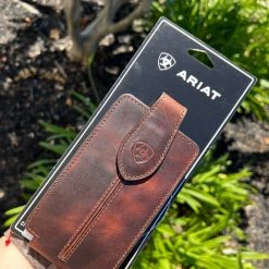 Guadalajara Western Wear Accessories Ariat Brown Leather Cell Phone Case (Fits IPhone REGULAR SIZE)
