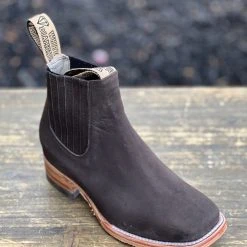 Guadalajara Western Wear White Diamond Kid Square Toe Suede Brown Ankle Boot