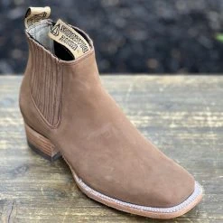 Guadalajara Western Wear Kids White Diamond Kid Square Toe Suede Nogal Ankle Boot