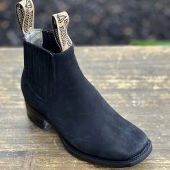 Guadalajara Western Wear Kids White Diamond Kid Square Toe Suede Black Ankle Boot