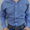Guadalajara Western Wear Men Ariat Ernest Nocturnal Blue Classic Long Sleeve Shirt