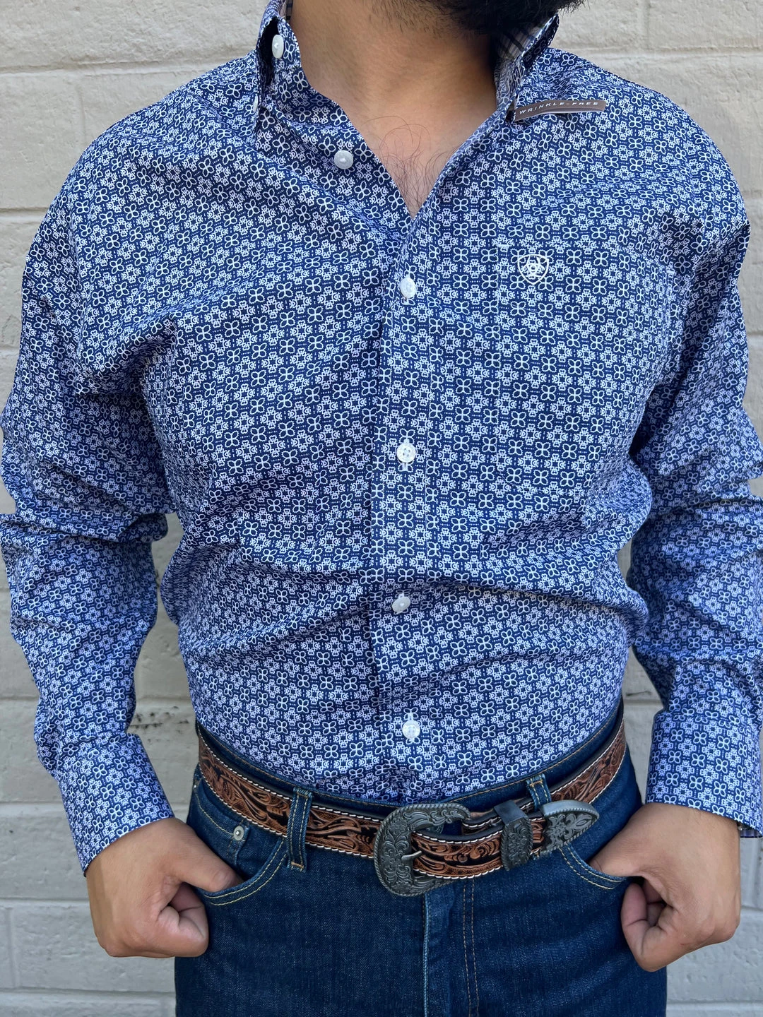 Guadalajara Western Wear Men Ariat Ernest Nocturnal Blue Classic Long Sleeve Shirt 3 Guadalajara Western Wear Men Ariat Ernest Nocturnal Blue Classic Long Sleeve Shirt