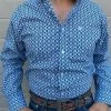 Guadalajara Western Wear Ariat Eliot Blue Fitted Long Sleeve Shirt