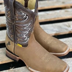 Guadalajara Western Wear Light Brown Semi Wide Square Toe Cowboy Boots Men