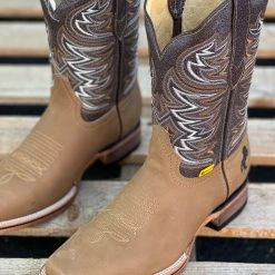 Guadalajara Western Wear Light Brown Semi Wide Square Toe Cowboy Boots Men