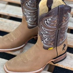 Guadalajara Western Wear Light Brown Semi Wide Square Toe Cowboy Boots Men