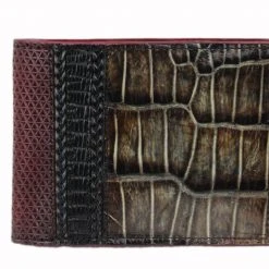 Guadalajara Western Wear Cuadra Rustic Brown/Red Caiman Leather Wallet (Limited Edition) Accessories