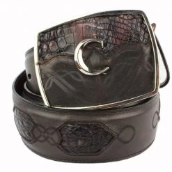 Guadalajara Western Wear Cuadra Black Cherry Modern Caiman Leather Belt Men