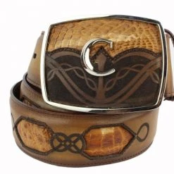 Guadalajara Western Wear Cuadra Toasted Almond Modern Caiman Leather Belt