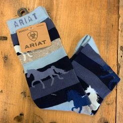 Guadalajara Western Wear Crystal Blue Horse Print Sock