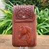Guadalajara Western Wear Tombstone Honey Leather Tooled Horse Cell Phone Case