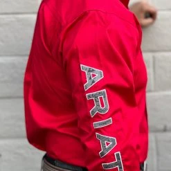 Guadalajara Western Wear Ariat Red Team Logo Sleeve Classic Long Shirt