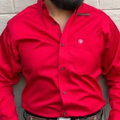 Guadalajara Western Wear Ariat Red Team Logo Sleeve Classic Long Shirt