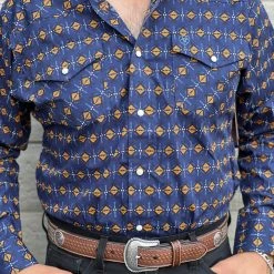 Guadalajara Western Wear Ariat Peacoat Blue Snap Classic Long Shirt Men