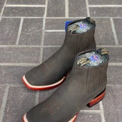 Guadalajara Western Wear Wild West Nobuk Dark Tabacco Wide Square Toe Botin Charro